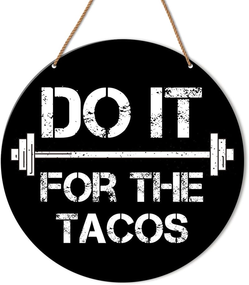 HSNBT Funny Gym Signs Wall Decor, Home Gym Motivational Wall Decor Gym Hanging Signs Decorations for Fitness Workout Room Gift for Woman Man Gym Enthusiast, Do It for The Tacos - Image 1